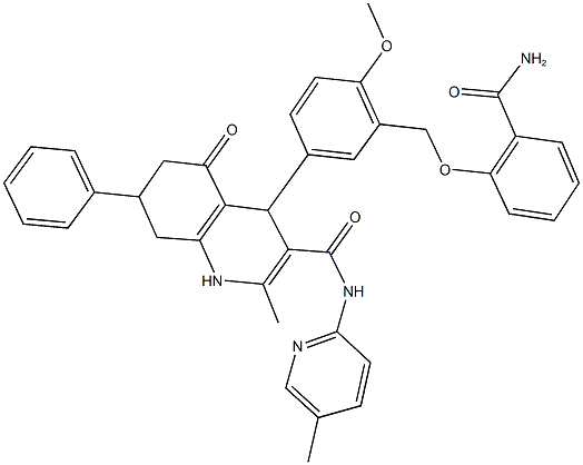 4-(3-{[2-(aminocarbonyl)phenoxy]methyl}-4-methoxyphenyl)-2-methyl-N-(5-methyl-2-pyridinyl)-5-oxo-7-phenyl-1,4,5,6,7,8-hexahydro-3-quinolinecarboxamide 结构式