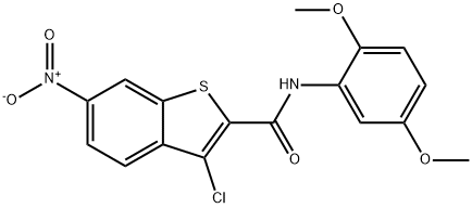 3-chloro-N-(2,5-dimethoxyphenyl)-6-nitro-1-benzothiophene-2-carboxamide 结构式