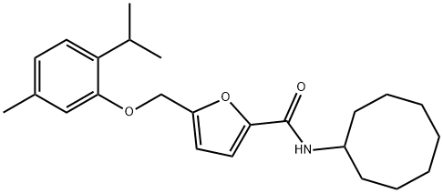 N-cyclooctyl-5-[(2-isopropyl-5-methylphenoxy)methyl]-2-furamide 化学構造式
