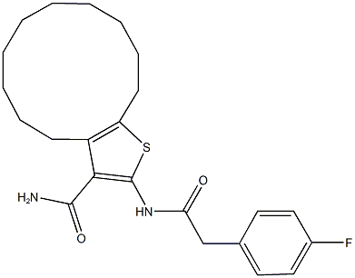 2-{[(4-fluorophenyl)acetyl]amino}-4,5,6,7,8,9,10,11,12,13-decahydrocyclododeca[b]thiophene-3-carboxamide 结构式