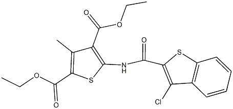 diethyl 5-{[(3-chloro-1-benzothien-2-yl)carbonyl]amino}-3-methyl-2,4-thiophenedicarboxylate 结构式