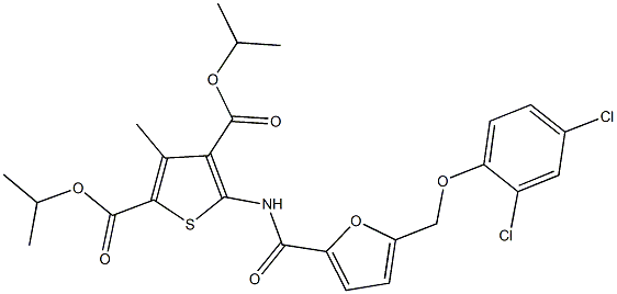 diisopropyl 5-({5-[(2,4-dichlorophenoxy)methyl]-2-furoyl}amino)-3-methyl-2,4-thiophenedicarboxylate,445024-17-9,结构式