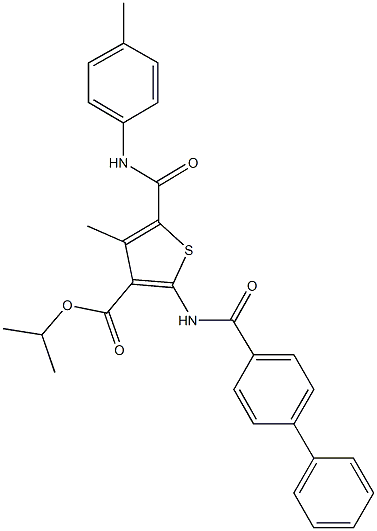 445024-20-4 isopropyl 2-[([1,1'-biphenyl]-4-ylcarbonyl)amino]-4-methyl-5-(4-toluidinocarbonyl)-3-thiophenecarboxylate