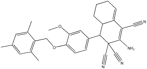 2-amino-4-[4-(mesitylmethoxy)-3-methoxyphenyl]-4a,5,6,7-tetrahydro-1,3,3(4H)-naphthalenetricarbonitrile Structure