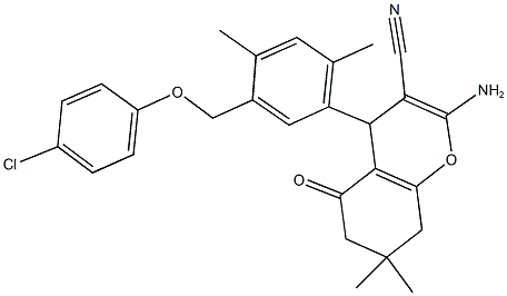 2-amino-4-{5-[(4-chlorophenoxy)methyl]-2,4-dimethylphenyl}-7,7-dimethyl-5-oxo-5,6,7,8-tetrahydro-4H-chromene-3-carbonitrile|