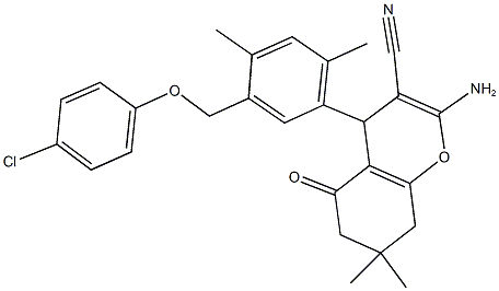 445024-57-7 2-amino-4-{5-[(4-chlorophenoxy)methyl]-2,4-dimethylphenyl}-7,7-dimethyl-5-oxo-5,6,7,8-tetrahydro-4H-chromene-3-carbonitrile