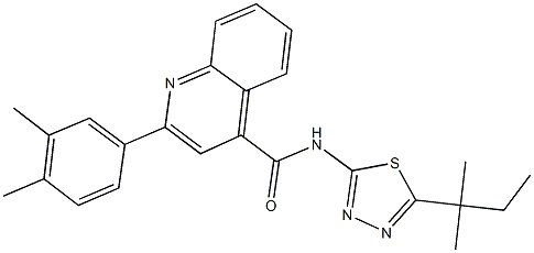 2-(3,4-dimethylphenyl)-N-(5-tert-pentyl-1,3,4-thiadiazol-2-yl)-4-quinolinecarboxamide,445024-66-8,结构式