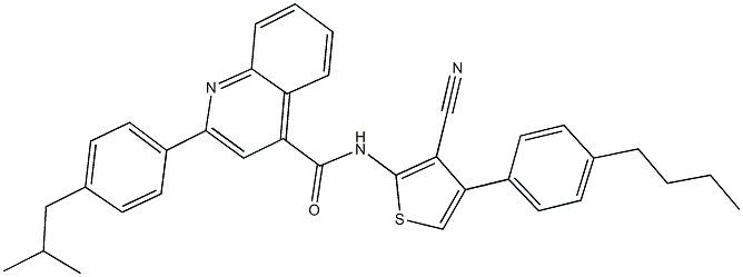 N-[4-(4-butylphenyl)-3-cyano-2-thienyl]-2-(4-isobutylphenyl)-4-quinolinecarboxamide Struktur