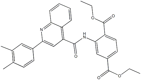 diethyl 2-({[2-(3,4-dimethylphenyl)-4-quinolinyl]carbonyl}amino)terephthalate 化学構造式