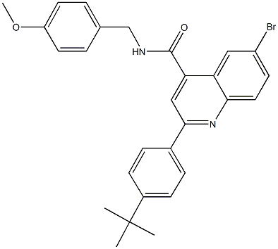 6-bromo-2-(4-tert-butylphenyl)-N-(4-methoxybenzyl)-4-quinolinecarboxamide Structure