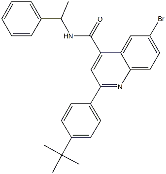 6-bromo-2-(4-tert-butylphenyl)-N-(1-phenylethyl)-4-quinolinecarboxamide Structure