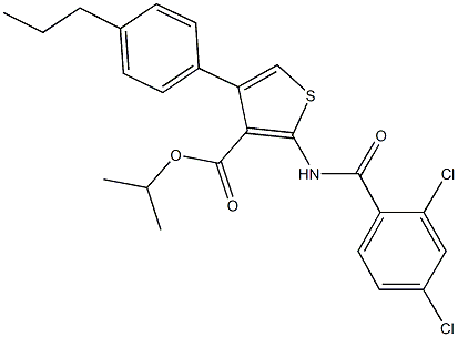 isopropyl 2-[(2,4-dichlorobenzoyl)amino]-4-(4-propylphenyl)-3-thiophenecarboxylate 结构式