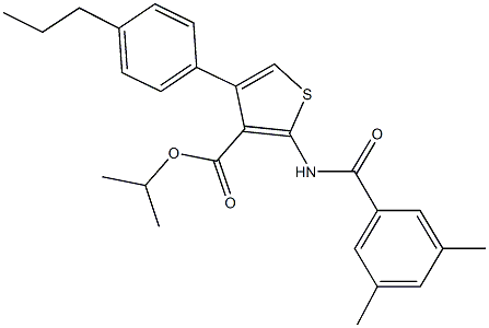 isopropyl 2-[(3,5-dimethylbenzoyl)amino]-4-(4-propylphenyl)-3-thiophenecarboxylate Struktur