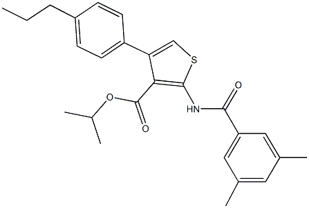 isopropyl 2-[(3,5-dimethylbenzoyl)amino]-4-(4-propylphenyl)-3-thiophenecarboxylate 化学構造式