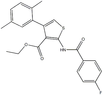 ethyl 4-(2,5-dimethylphenyl)-2-[(4-fluorobenzoyl)amino]-3-thiophenecarboxylate,445029-65-2,结构式