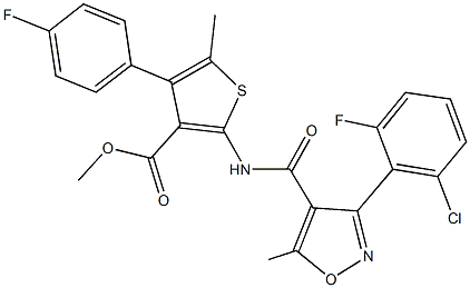 methyl 2-({[3-(2-chloro-6-fluorophenyl)-5-methyl-4-isoxazolyl]carbonyl}amino)-4-(4-fluorophenyl)-5-methyl-3-thiophenecarboxylate 结构式