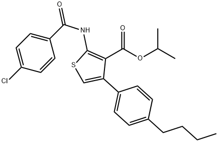 isopropyl 4-(4-butylphenyl)-2-[(4-chlorobenzoyl)amino]-3-thiophenecarboxylate Structure