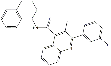 2-(3-chlorophenyl)-3-methyl-N-(1,2,3,4-tetrahydro-1-naphthalenyl)-4-quinolinecarboxamide Structure