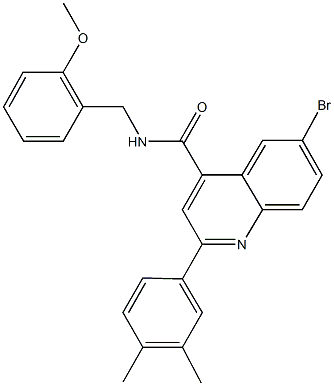 6-bromo-2-(3,4-dimethylphenyl)-N-(2-methoxybenzyl)-4-quinolinecarboxamide 化学構造式