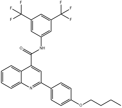 N-[3,5-bis(trifluoromethyl)phenyl]-2-(4-butoxyphenyl)-4-quinolinecarboxamide 化学構造式