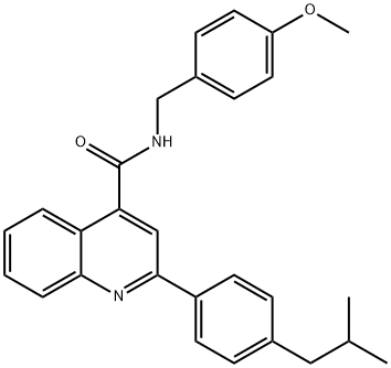 2-(4-isobutylphenyl)-N-(4-methoxybenzyl)-4-quinolinecarboxamide 化学構造式