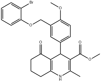 methyl 4-{3-[(2-bromophenoxy)methyl]-4-methoxyphenyl}-2-methyl-5-oxo-1,4,5,6,7,8-hexahydro-3-quinolinecarboxylate Structure