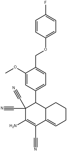 445031-57-2 2-amino-4-{4-[(4-fluorophenoxy)methyl]-3-methoxyphenyl}-4a,5,6,7-tetrahydro-1,3,3(4H)-naphthalenetricarbonitrile