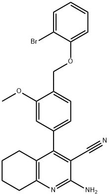 2-amino-4-{4-[(2-bromophenoxy)methyl]-3-methoxyphenyl}-5,6,7,8-tetrahydro-3-quinolinecarbonitrile 结构式