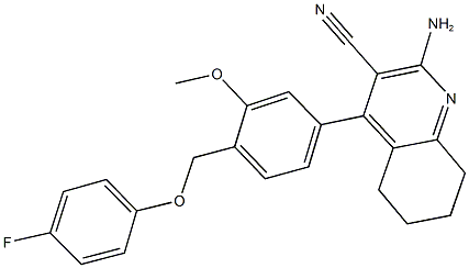 2-amino-4-{4-[(4-fluorophenoxy)methyl]-3-methoxyphenyl}-5,6,7,8-tetrahydro-3-quinolinecarbonitrile Structure