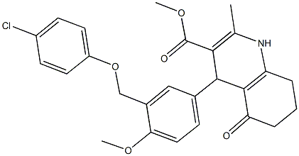 methyl 4-{3-[(4-chlorophenoxy)methyl]-4-methoxyphenyl}-2-methyl-5-oxo-1,4,5,6,7,8-hexahydro-3-quinolinecarboxylate,445031-64-1,结构式