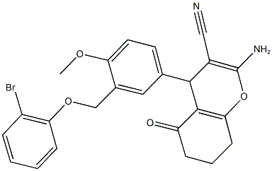 2-amino-4-{3-[(2-bromophenoxy)methyl]-4-methoxyphenyl}-5-oxo-5,6,7,8-tetrahydro-4H-chromene-3-carbonitrile 结构式