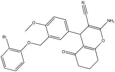 2-amino-4-{3-[(2-bromophenoxy)methyl]-4-methoxyphenyl}-5-oxo-5,6,7,8-tetrahydro-4H-chromene-3-carbonitrile,445031-65-2,结构式