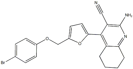 2-amino-4-{5-[(4-bromophenoxy)methyl]-2-furyl}-5,6,7,8-tetrahydro-3-quinolinecarbonitrile 结构式