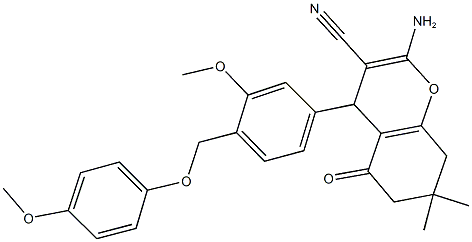 2-amino-4-{3-methoxy-4-[(4-methoxyphenoxy)methyl]phenyl}-7,7-dimethyl-5-oxo-5,6,7,8-tetrahydro-4H-chromene-3-carbonitrile|