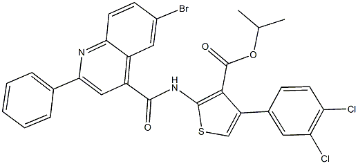 isopropyl 2-{[(6-bromo-2-phenyl-4-quinolinyl)carbonyl]amino}-4-(3,4-dichlorophenyl)-3-thiophenecarboxylate,445031-88-9,结构式