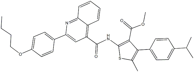 methyl 2-({[2-(4-butoxyphenyl)-4-quinolinyl]carbonyl}amino)-4-(4-isopropylphenyl)-5-methyl-3-thiophenecarboxylate 结构式