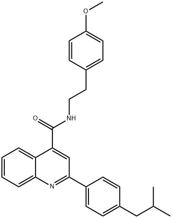 2-(4-isobutylphenyl)-N-[2-(4-methoxyphenyl)ethyl]-4-quinolinecarboxamide Struktur