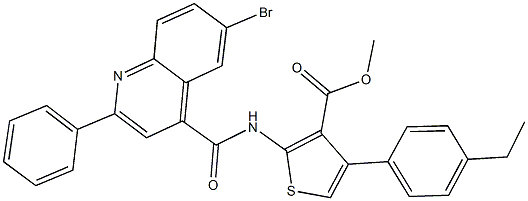 methyl 2-{[(6-bromo-2-phenyl-4-quinolinyl)carbonyl]amino}-4-(4-ethylphenyl)-3-thiophenecarboxylate Struktur