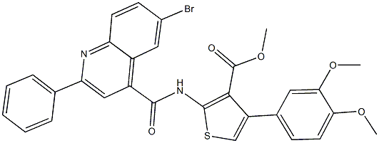 methyl 2-{[(6-bromo-2-phenyl-4-quinolinyl)carbonyl]amino}-4-(3,4-dimethoxyphenyl)-3-thiophenecarboxylate Struktur