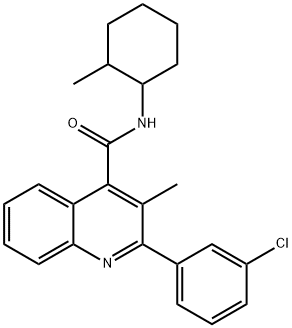 2-(3-chlorophenyl)-3-methyl-N-(2-methylcyclohexyl)-4-quinolinecarboxamide 结构式
