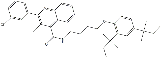 2-(3-chlorophenyl)-N-[4-(2,4-ditert-pentylphenoxy)butyl]-3-methyl-4-quinolinecarboxamide Structure
