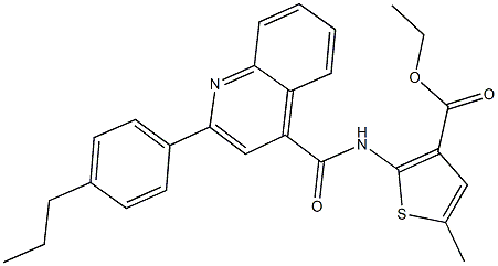 ethyl 5-methyl-2-({[2-(4-propylphenyl)-4-quinolinyl]carbonyl}amino)-3-thiophenecarboxylate Structure