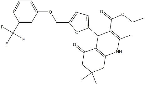 ethyl 2,7,7-trimethyl-5-oxo-4-(5-{[3-(trifluoromethyl)phenoxy]methyl}-2-furyl)-1,4,5,6,7,8-hexahydro-3-quinolinecarboxylate|