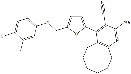 2-amino-4-{5-[(4-chloro-3-methylphenoxy)methyl]-2-furyl}-5,6,7,8,9,10-hexahydrocycloocta[b]pyridine-3-carbonitrile 结构式