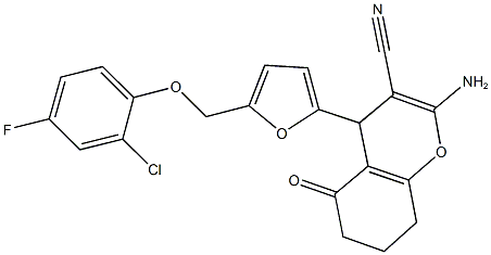 2-amino-4-{5-[(2-chloro-4-fluorophenoxy)methyl]-2-furyl}-5-oxo-5,6,7,8-tetrahydro-4H-chromene-3-carbonitrile Structure