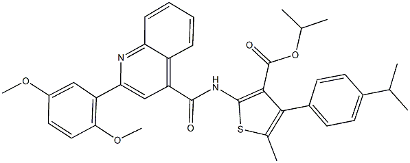 isopropyl 2-({[2-(2,5-dimethoxyphenyl)-4-quinolinyl]carbonyl}amino)-4-(4-isopropylphenyl)-5-methyl-3-thiophenecarboxylate 化学構造式