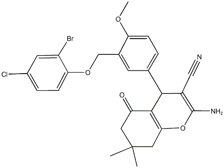 445033-00-1 2-amino-4-{3-[(2-bromo-4-chlorophenoxy)methyl]-4-methoxyphenyl}-7,7-dimethyl-5-oxo-5,6,7,8-tetrahydro-4H-chromene-3-carbonitrile