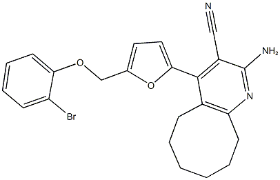 2-amino-4-{5-[(2-bromophenoxy)methyl]-2-furyl}-5,6,7,8,9,10-hexahydrocycloocta[b]pyridine-3-carbonitrile,445033-09-0,结构式