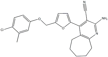 2-amino-4-{5-[(4-chloro-3-methylphenoxy)methyl]-2-furyl}-6,7,8,9-tetrahydro-5H-cyclohepta[b]pyridine-3-carbonitrile Structure