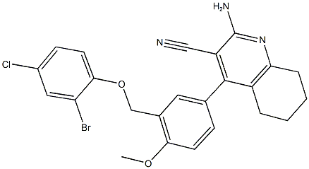 2-amino-4-{3-[(2-bromo-4-chlorophenoxy)methyl]-4-methoxyphenyl}-5,6,7,8-tetrahydro-3-quinolinecarbonitrile Structure